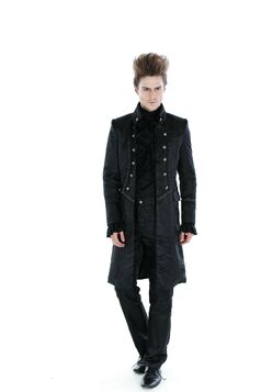 Manteau long noir gothique aristocrate homme