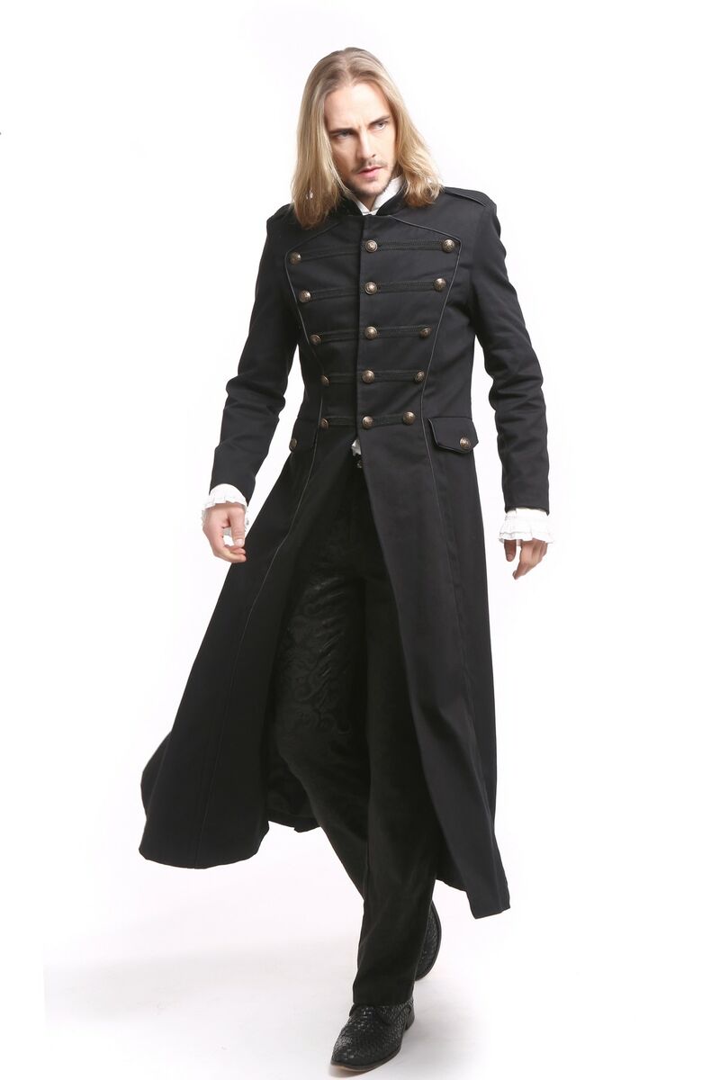 Manteau gothique, long, noir, pour homme