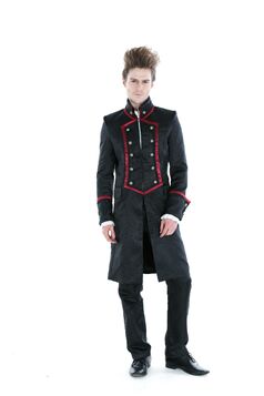 Manteau long rouge gothique aristocrate homme