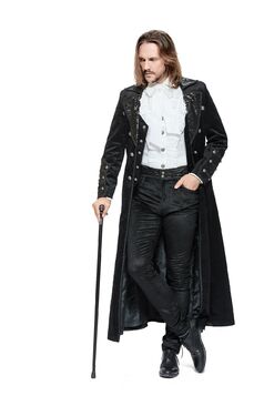 Manteau long style gothique en velours noir