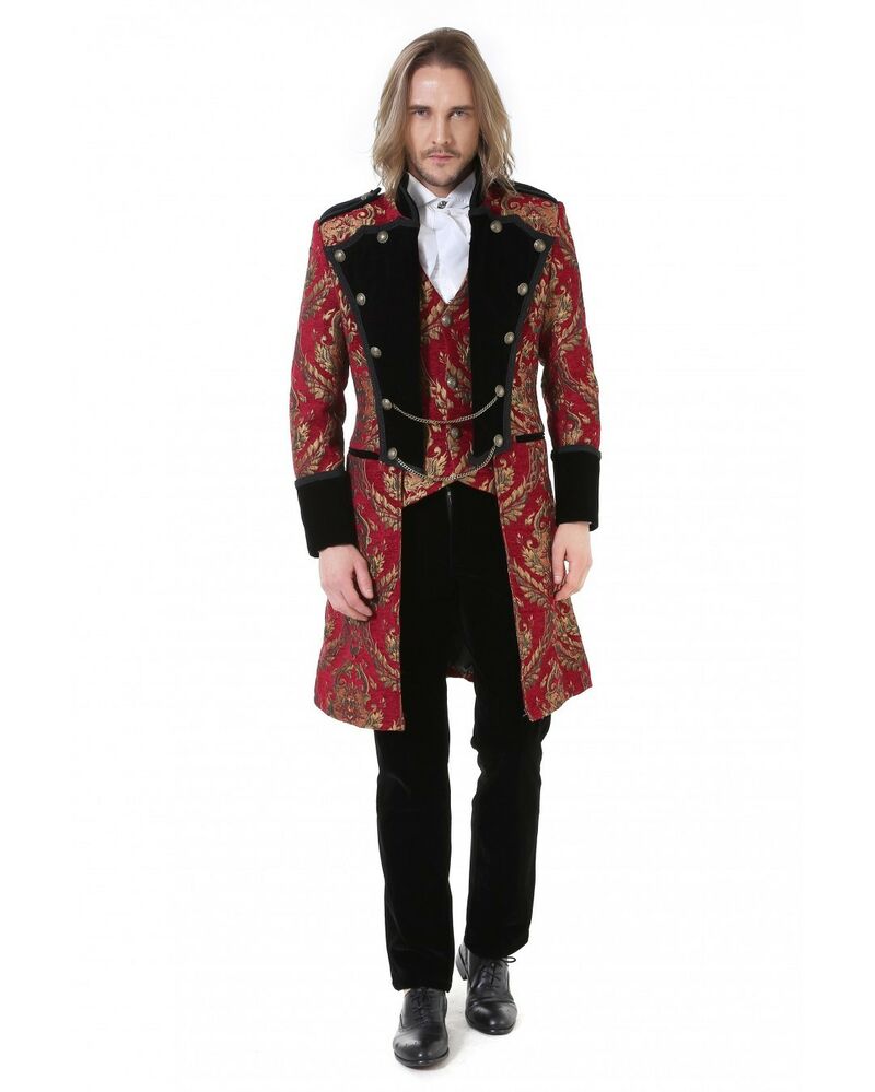 Manteau rouge style royaliste gothique pour homme