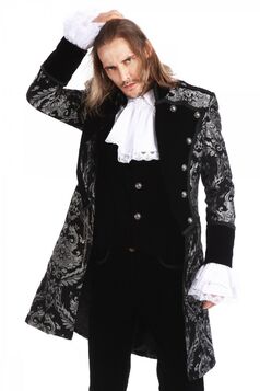 Manteau royaliste gris en velours pour homme