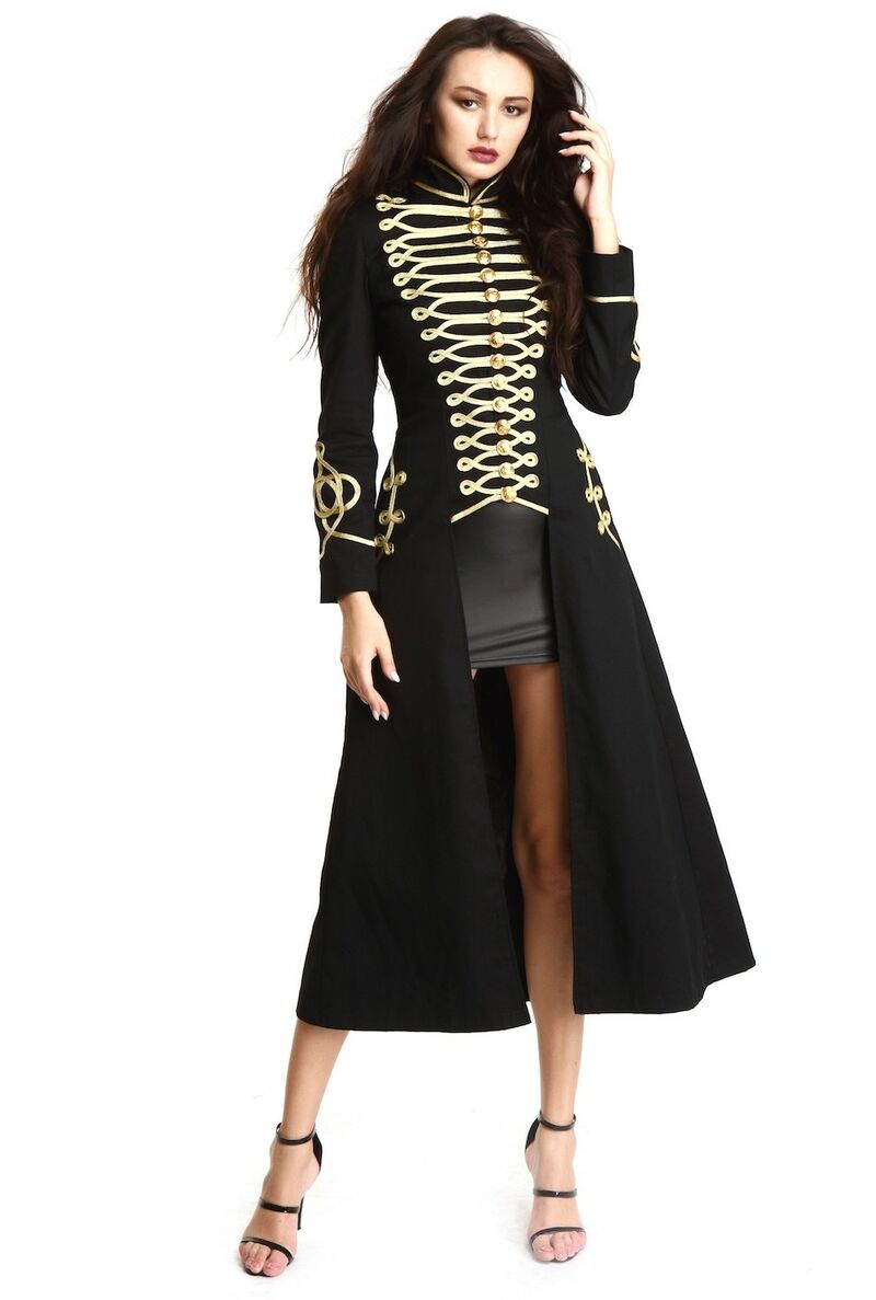 photo n°2 : Manteau long gothique style officier dorure en or pour femme