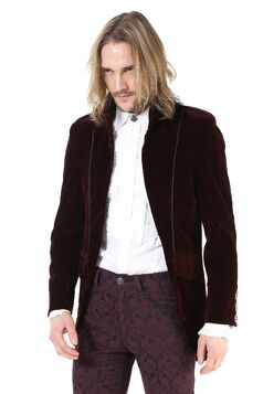 Manteaux Homme Queue De Pie Gothique Aristocrate velours Bordeaux