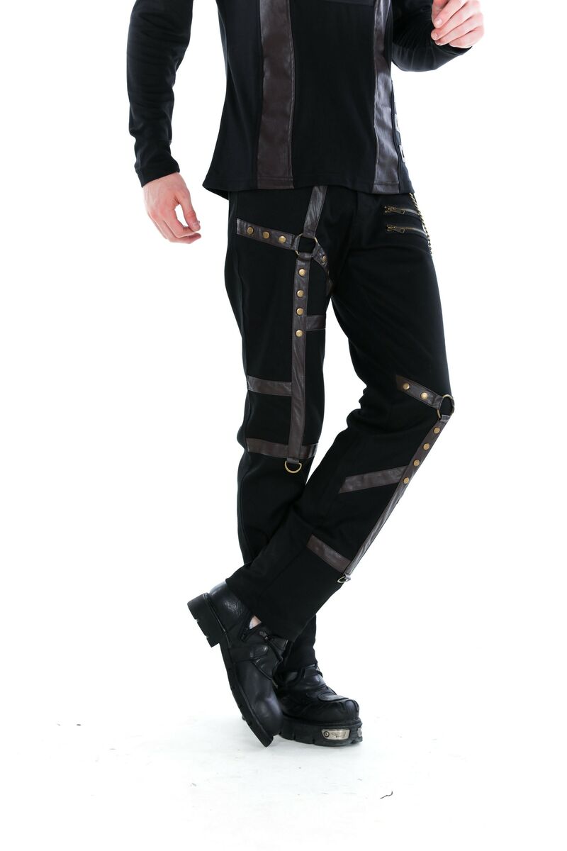 Pantalon gothique steampunk à laçage marron