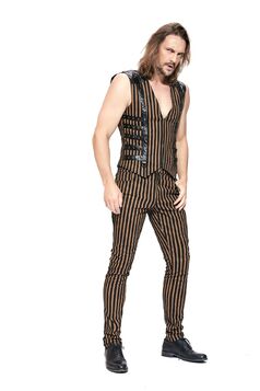 Pantalon style steampunk à rayure pour homme
