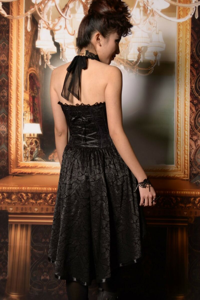 photo n°2 : Robe Bustier Gothique Romantique Floqué Noir