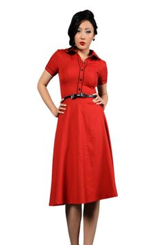 Robe Chic Vintage 1950'S Rockabilly Rouge