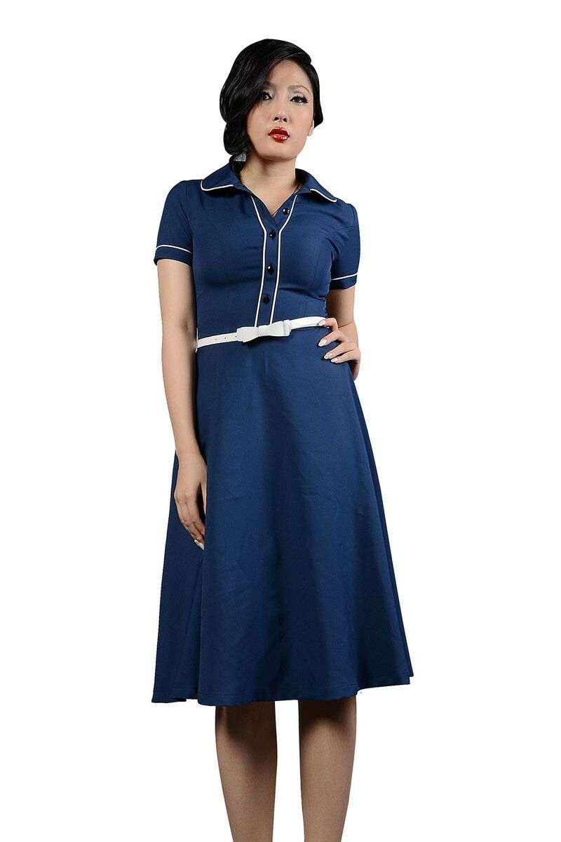 Robe Chic Vintage 1950'S Rockabilly Marine