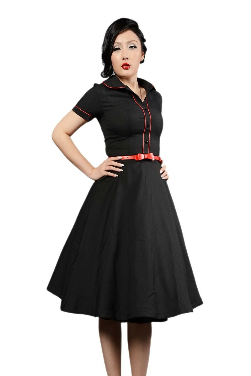 Robe Chic Vintage 1950'S Rockabilly Noir