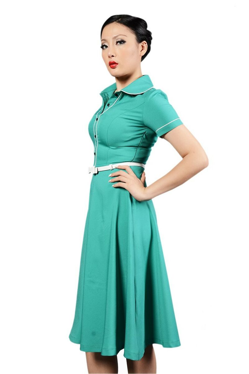 photo n°2 : Robe Chic Vintage 1950'S Rockabilly Vert Printemps