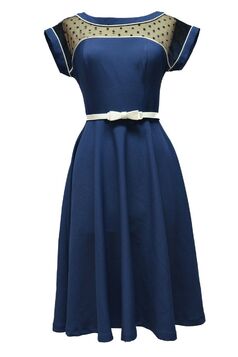 Robe Glamour manche court bleu marine