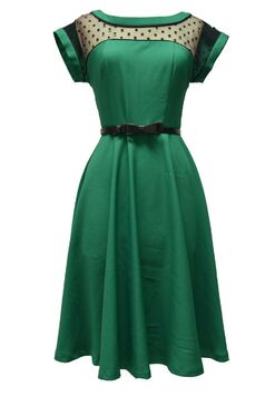 Robe Glamour manche court vert