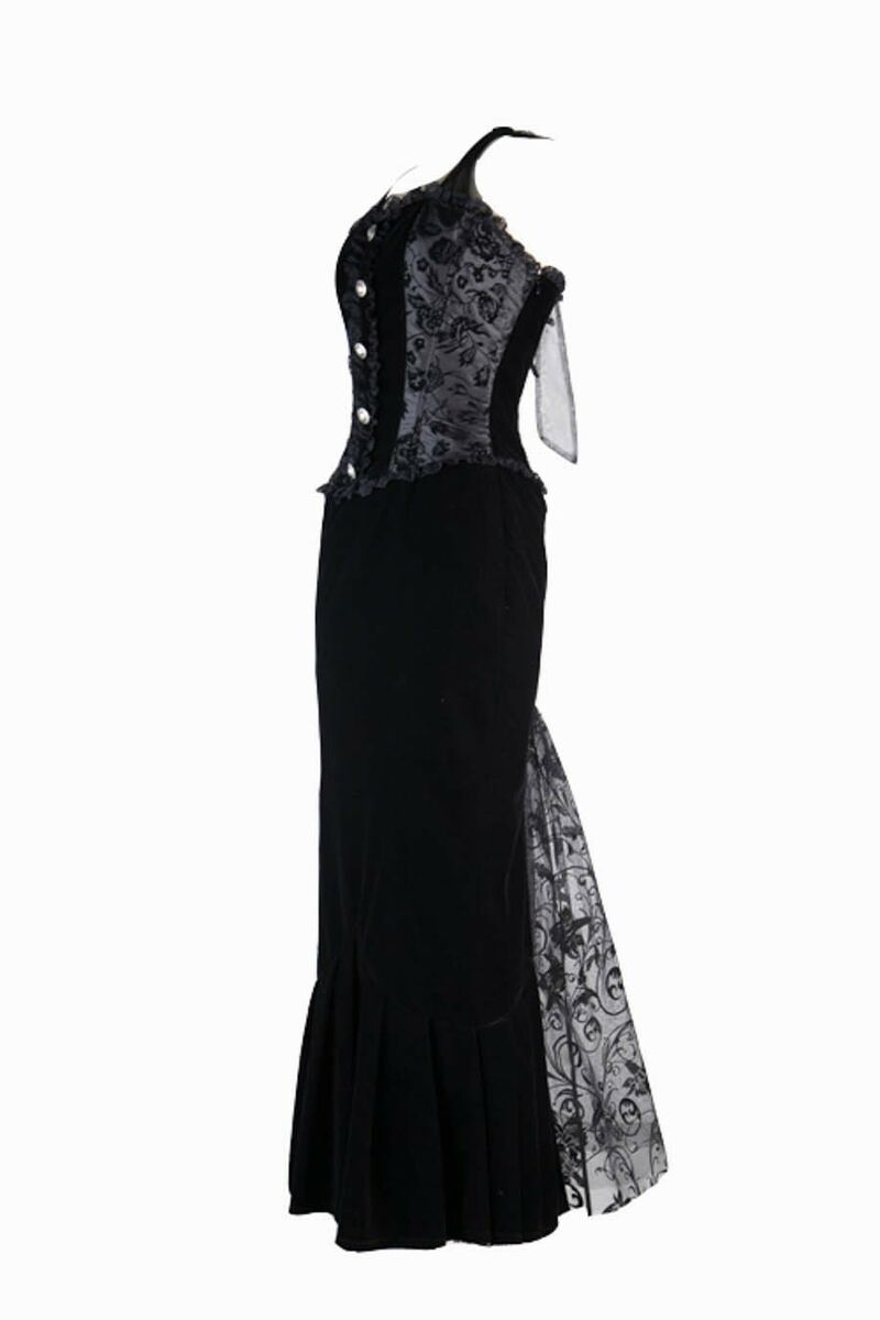 photo n°5 : Robe Gothique Romantique Trompette Fleurs Noir