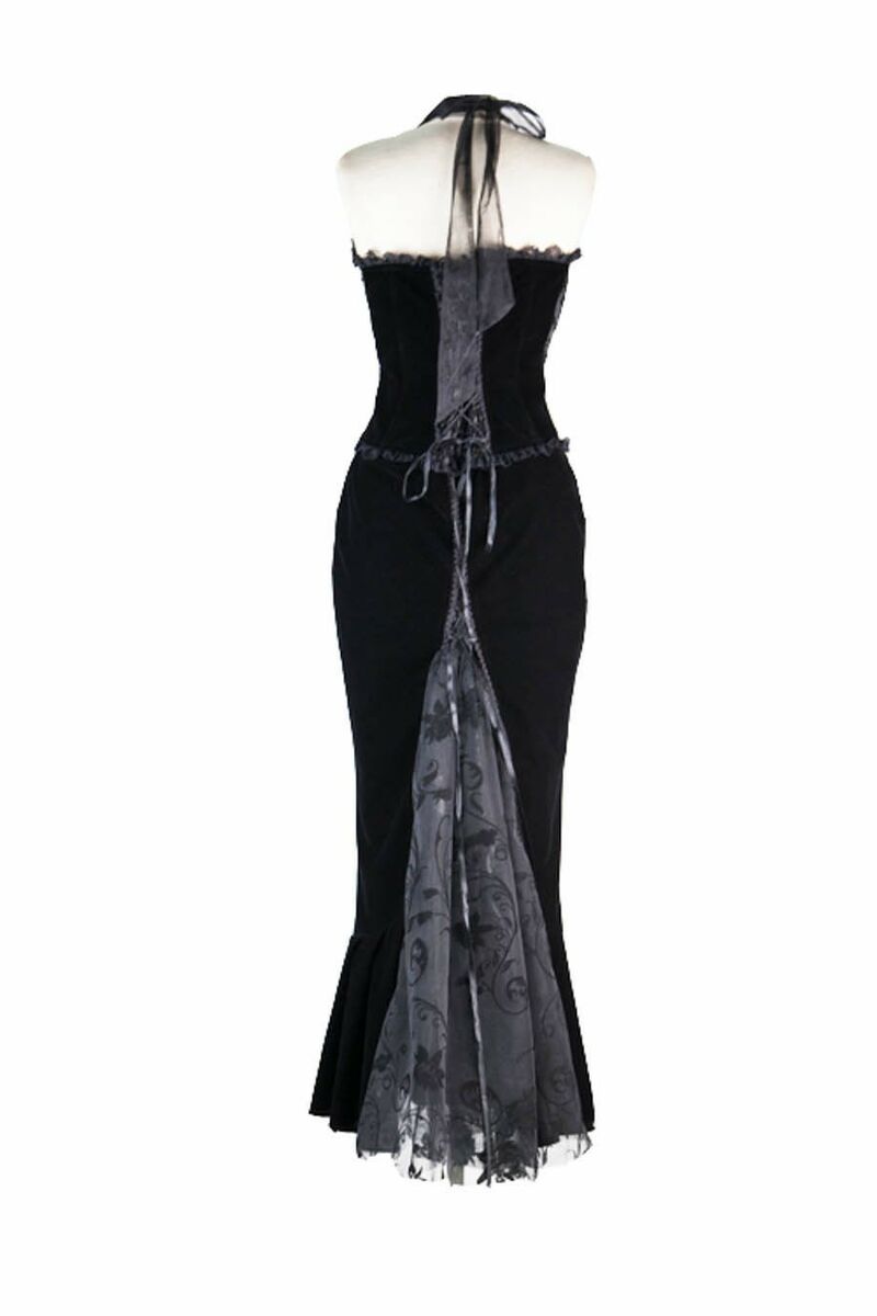 photo n°6 : Robe Gothique Romantique Trompette Fleurs Noir