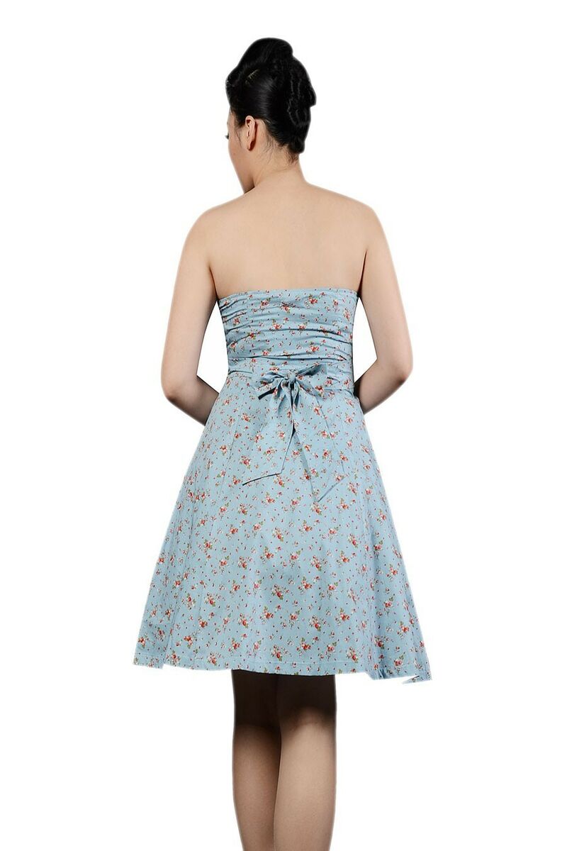 photo n°2 : Robe Pin-Up Rétro 50's Rockabilly Bleu Cerises