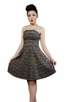 Robe Pin-Up Rétro 50's Rockabilly Noir Cerises