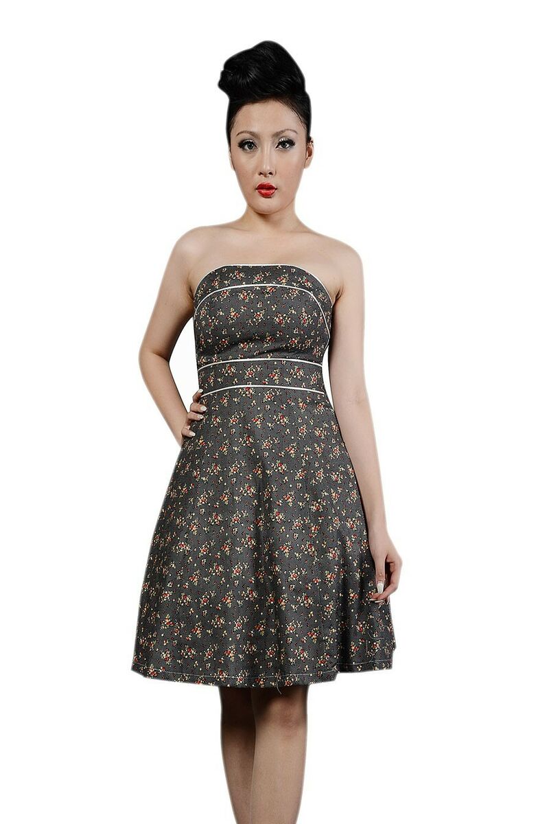 photo n°2 : Robe Pin-Up Rétro 50's Rockabilly Noir Cerises