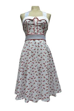 Robe Rockabilly 50's Rétro blanc petite fleur rouge