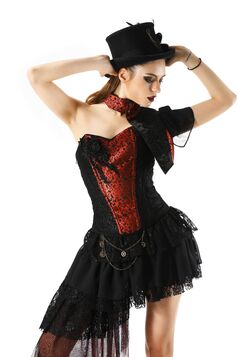 Tops bustier burlesque rouge