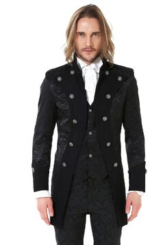 Veste aristocrate à brocard noir pour homme