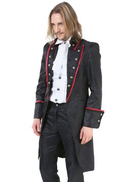 veste longue rouge gothique pour homme